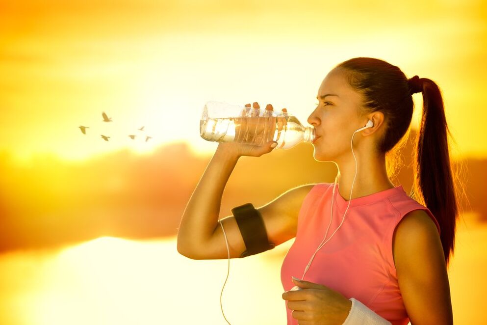 Girl drinks water
